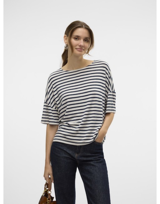 CAMISETA DE RAYA CUELLO REDONDO 10324110 VMHOLLY 2/4 TOP JRS
