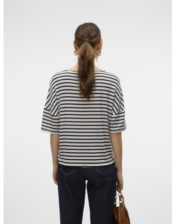 CAMISETA DE RAYA CUELLO REDONDO 10324110 VMHOLLY 2/4 TOP JRS