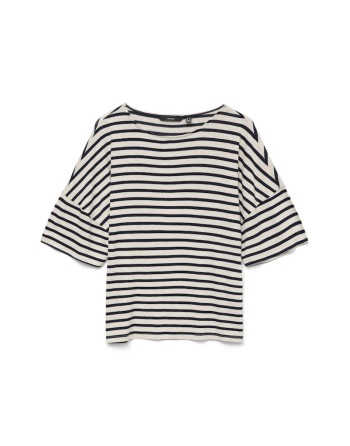 CAMISETA DE RAYA CUELLO REDONDO 10324110 VMHOLLY 2/4 TOP JRS