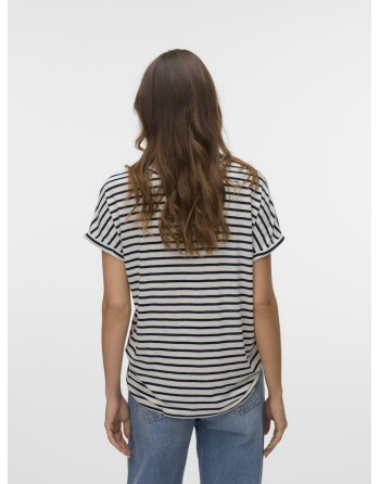 CAMISETA DE RAYA CUELLO V 10324112 VMHOLLY SS V-NECK TOP JRS