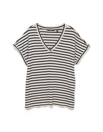 CAMISETA DE RAYA CUELLO V 10324112 VMHOLLY SS V-NECK TOP JRS
