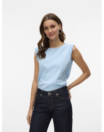 BLUSA M/CALADO 10305210 VMEMILY SL GATHERING TOP JRS NOOS