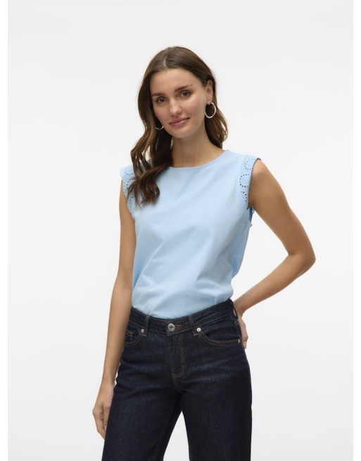 BLUSA M/CALADO 10305210 VMEMILY SL GATHERING TOP JRS NOOS