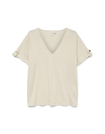CAMISETA CUELLO V CON RAYA  GLITTER 10324115 