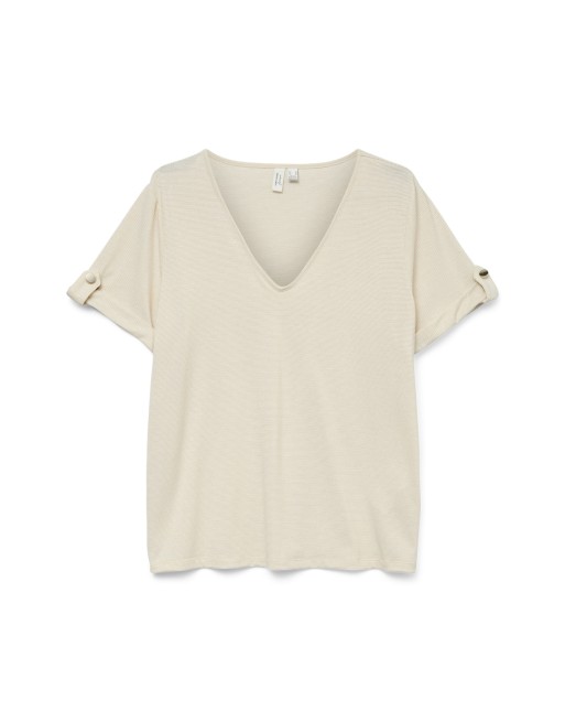 CAMISETA CUELLO V CON RAYA  GLITTER 10324115 