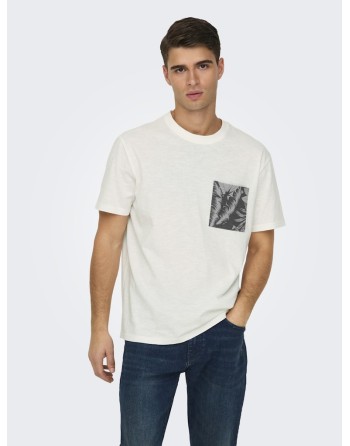 CAMISETA M/C BOLSILLO HOJAS 22025286 ONSPERRY LIFE REG LEAF SS POCKETTEE NOOS