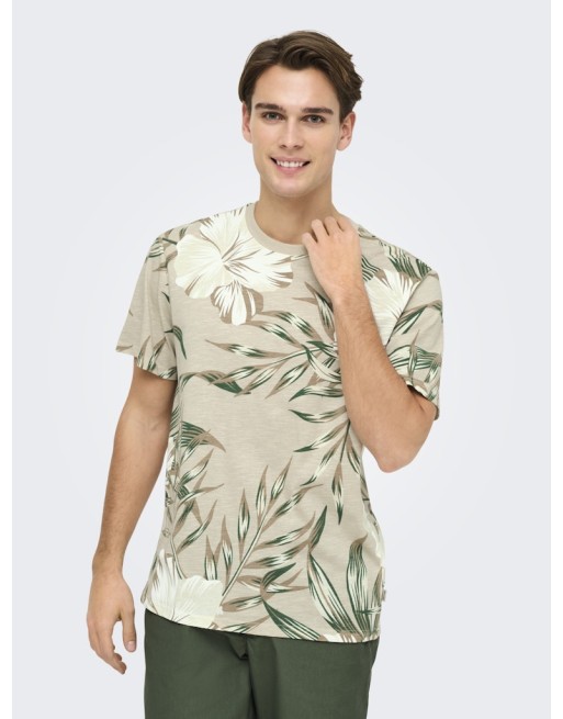 CAMISETA M/C ESTAMPADO FLORES 22022164 ONSKLOP REG SS FLORAL TEE NOOS