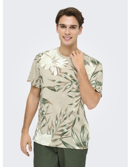CAMISETA M/C ESTAMPADO FLORES 22022164 ONSKLOP REG SS FLORAL TEE NOOS