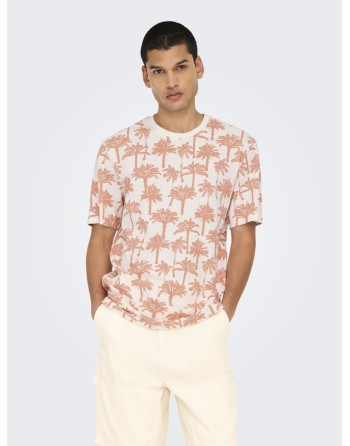 CAMISETA M/C PALMERAS 22028758 ONSKYLEN REG LINEN PALM AOP SS TEE