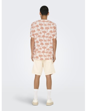 CAMISETA M/C PALMERAS 22028758 ONSKYLEN REG LINEN PALM AOP SS TEE