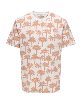 CAMISETA M/C PALMERAS 22028758 ONSKYLEN REG LINEN PALM AOP SS TEE