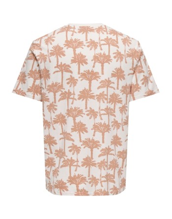 CAMISETA M/C PALMERAS 22028758 ONSKYLEN REG LINEN PALM AOP SS TEE