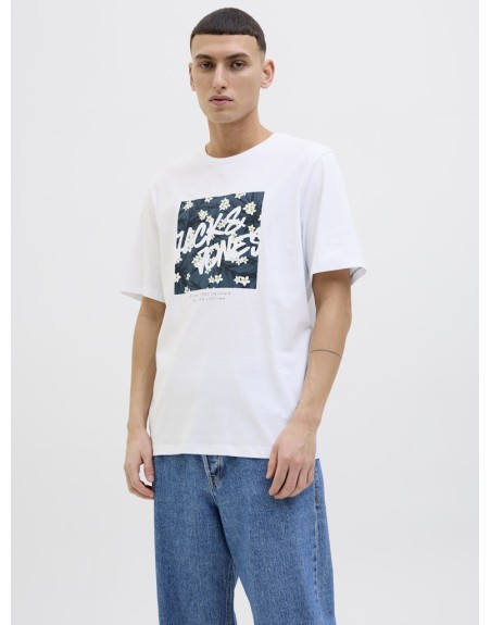 CAMISETA M/C LOGO JACK AND JONES FLORES 12269324 JJHAWAII SHAPE TEE SS CREW NECK LN