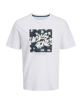 CAMISETA M/C LOGO JACK AND JONES FLORES 12269324 JJHAWAII SHAPE TEE SS CREW NECK LN