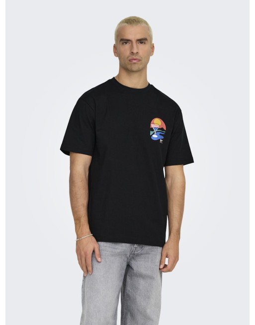 CAMISETA M/C MINI DIBUJO CÓCTEL 22033417 ONSPALM DAYS PRINT RLX SS TEE