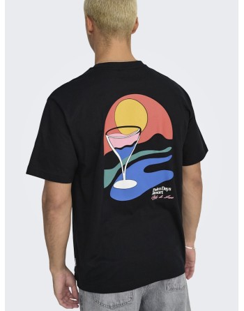 CAMISETA M/C MINI DIBUJO CÓCTEL 22033417 ONSPALM DAYS PRINT RLX SS TEE