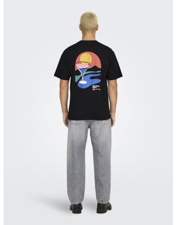 CAMISETA M/C MINI DIBUJO CÓCTEL 22033417 ONSPALM DAYS PRINT RLX SS TEE