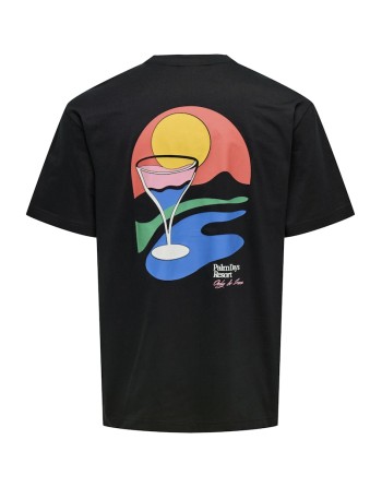 CAMISETA M/C MINI DIBUJO CÓCTEL 22033417 ONSPALM DAYS PRINT RLX SS TEE