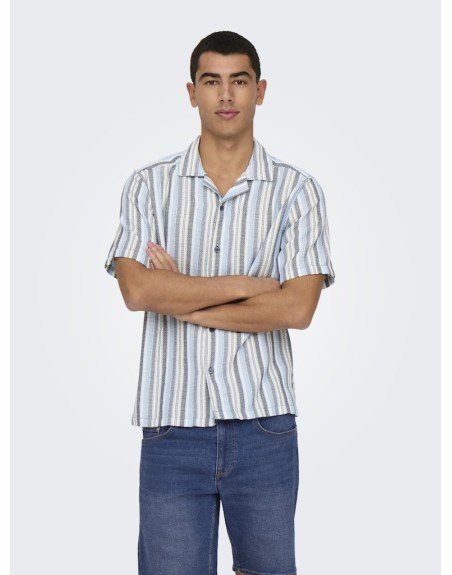 CAMISA M/C REGULAR PUNTO RAYAS CUELLO V 22025659 ONSTREV LIFE REG STRIPE SS SHIRT NOOS