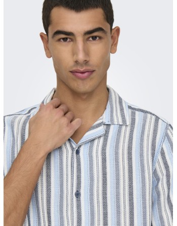 CAMISA M/C REGULAR PUNTO RAYAS CUELLO V 22025659 ONSTREV LIFE REG STRIPE SS SHIRT NOOS
