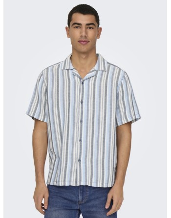 CAMISA M/C REGULAR PUNTO RAYAS CUELLO V 22025659 ONSTREV LIFE REG STRIPE SS SHIRT NOOS
