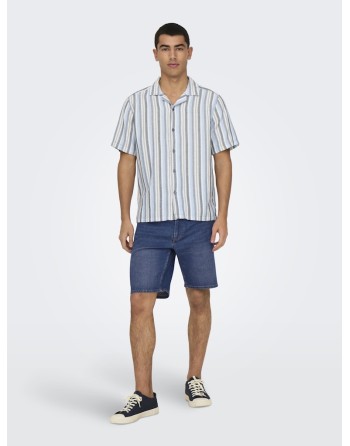 CAMISA M/C REGULAR PUNTO RAYAS CUELLO V 22025659 ONSTREV LIFE REG STRIPE SS SHIRT NOOS