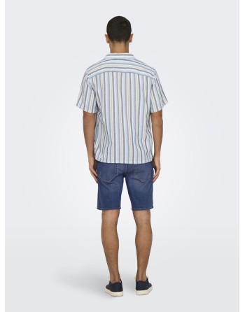 CAMISA M/C REGULAR PUNTO RAYAS CUELLO V 22025659 ONSTREV LIFE REG STRIPE SS SHIRT NOOS