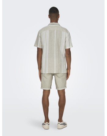 CAMISA M/C CORTE REGULAR LINO RAYA ANCHA 22026109 ONSCAIDEN LIFE STRIPE RES LINENBLENDNOOS