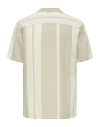 CAMISA M/C CORTE REGULAR LINO RAYA ANCHA 22026109 ONSCAIDEN LIFE STRIPE RES LINENBLENDNOOS