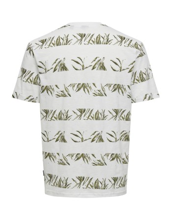 CAMISETA M/C RAYA ANCHA CON HOJAS 22028174 ONSNEWIASON LIFE REG AOP STRIPE SS TEE