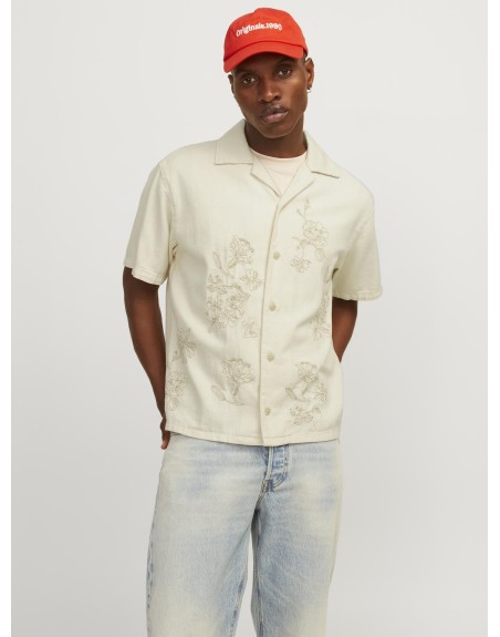 CAMISA M/C PUNTO FLORES BORDADAS 12253216 JJIANTHONY JJSHIRT S/S MF 447