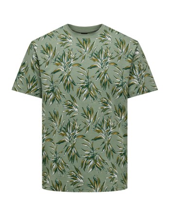 CAMISETA M/C HOJAS PLANTA 22028175 ONSNEWIASON LIFE REG AOP SS TEE