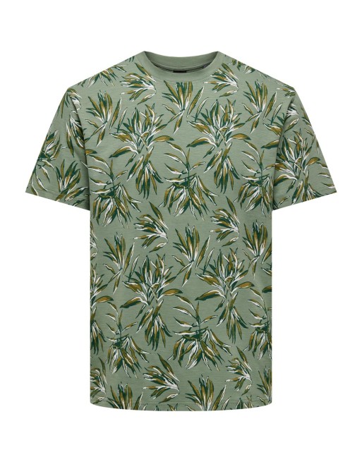 CAMISETA M/C HOJAS PLANTA 22028175 ONSNEWIASON LIFE REG AOP SS TEE