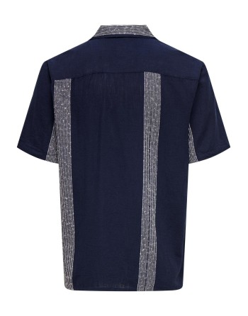 CAMISA M/C REGULAR LINO CON DOS FRANJAS ALOS LADOS 22029108 ONSAVI REG SS BOUCLE STRPE RESORT SHIRT