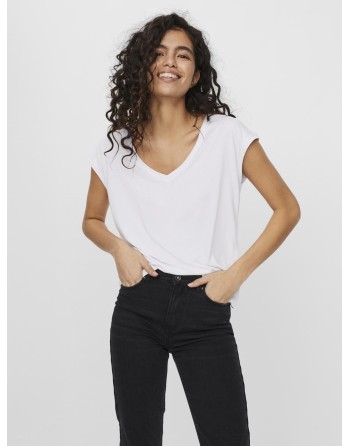 CAMISETA M/C BÁSICA CUELLO V 10247666 VMFILLI SS V-NECK TEE GA NOOS