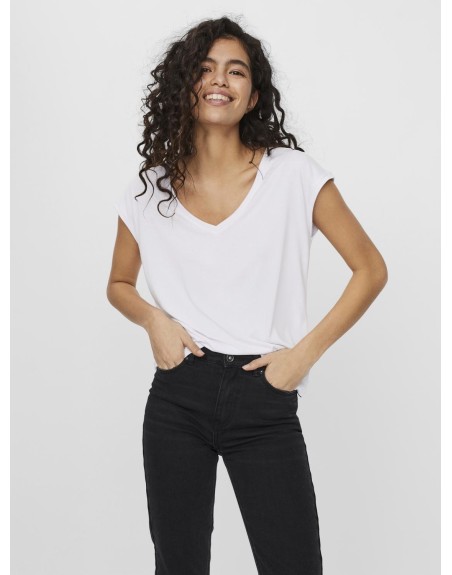 CAMISETA M/C BÁSICA CUELLO V 10247666 VMFILLI SS V-NECK TEE GA NOOS