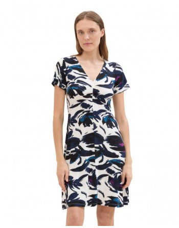 VESTIDO M/C CUELLO V FRUNCIDO 1040362 