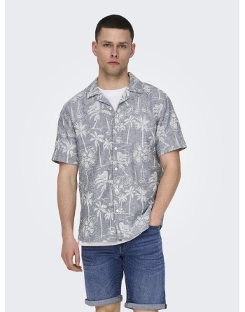 CAMISA M/C REGULAR PALMERAS 22028423 ONSCAIDEN LIFE SS RESORT AOP LINEN NOOS