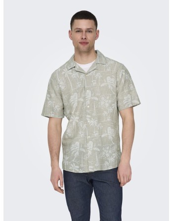 CAMISA M/C REGULAR PALMERAS 22028423 ONSCAIDEN LIFE SS RESORT AOP LINEN NOOS