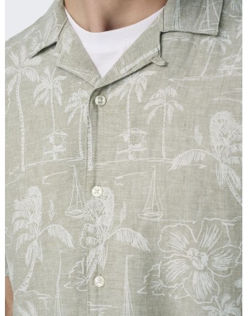 CAMISA M/C REGULAR PALMERAS 22028423 ONSCAIDEN LIFE SS RESORT AOP LINEN NOOS