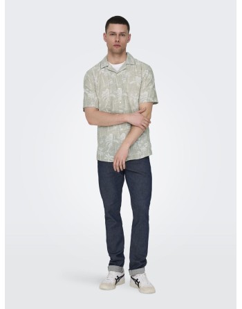 CAMISA M/C REGULAR PALMERAS 22028423 ONSCAIDEN LIFE SS RESORT AOP LINEN NOOS