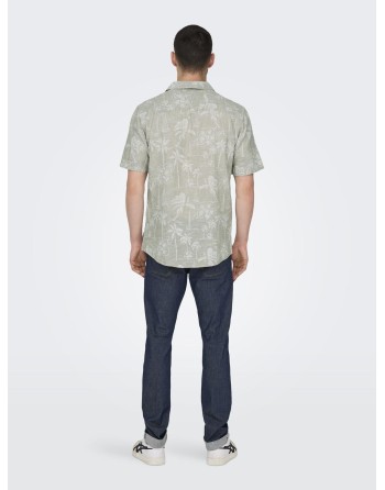 CAMISA M/C REGULAR PALMERAS 22028423 ONSCAIDEN LIFE SS RESORT AOP LINEN NOOS
