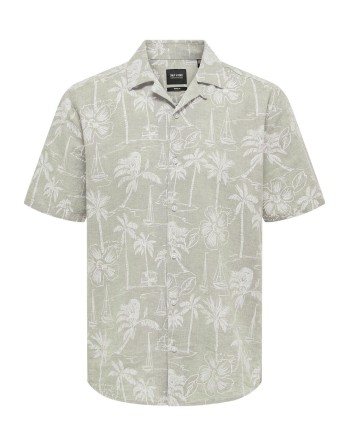 CAMISA M/C REGULAR PALMERAS 22028423 ONSCAIDEN LIFE SS RESORT AOP LINEN NOOS