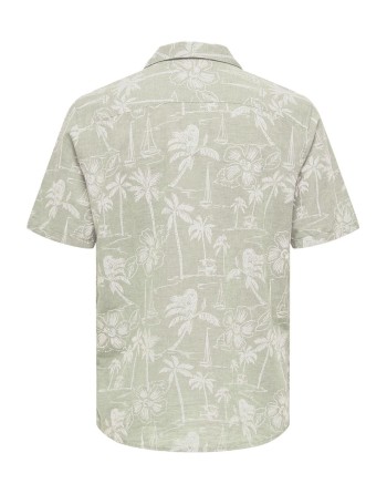 CAMISA M/C REGULAR PALMERAS 22028423 ONSCAIDEN LIFE SS RESORT AOP LINEN NOOS