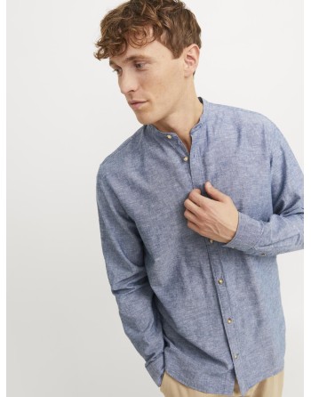 CAMISA M/L LINO CUELLO MAO 12248385 JJESUMMER BAND LINEN BLEND SHIRT LS SN