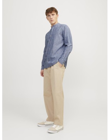 CAMISA M/L LINO CUELLO MAO 12248385 JJESUMMER BAND LINEN BLEND SHIRT LS SN