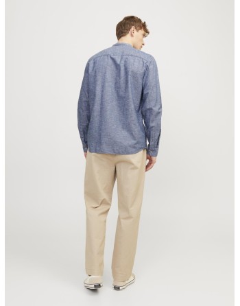 CAMISA M/L LINO CUELLO MAO 12248385 JJESUMMER BAND LINEN BLEND SHIRT LS SN
