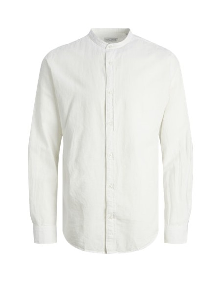 CAMISA M/L LINO CUELLO MAO 12248581 JJELINEN BLEND BAND SHIRT LS SN