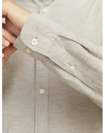CAMISA M/L LINO CUELLO MAO 12248581 JJELINEN BLEND BAND SHIRT LS SN