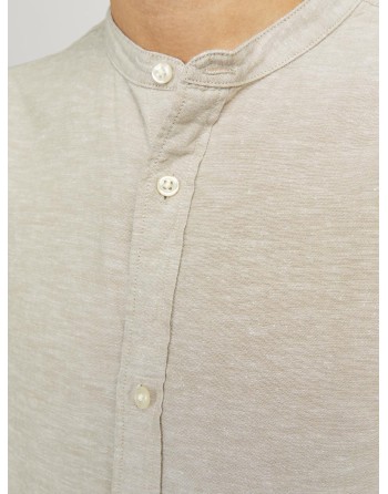 CAMISA M/L LINO CUELLO MAO 12248581 JJELINEN BLEND BAND SHIRT LS SN